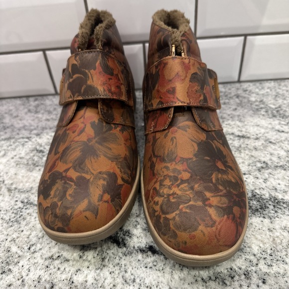 Cosyfeet Womens Boot Martha 10.5 Roomy Diabetes Swollen Feet Nubuck Floral Brown - Picture 2 of 10